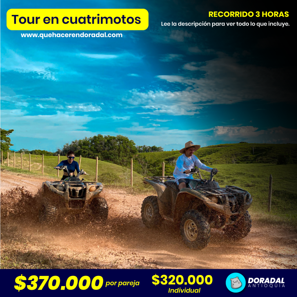 Tour en cuatrimoto 3 horas por los paisajes de Doradal Antioquia